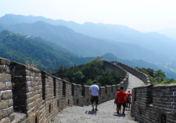 two person walking in the Great Wall of china