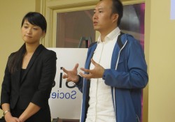 Man and woman hosting