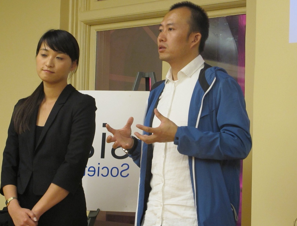 Man and woman hosting