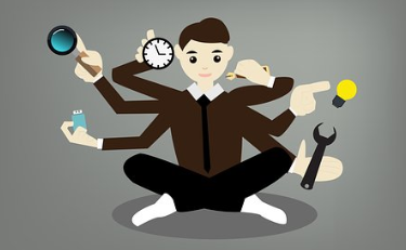 person with many hands graphic